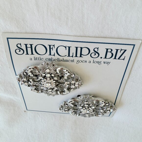 Silver Embellished Shoe Clips - Picture 2 of 10